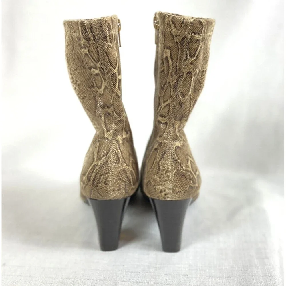 Aerosoles Blue Gene Stretch Mid-Calf Boot Women's Size 6.5M Brown Snake Pattern - Picture 4 of 15